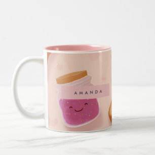 Taza Bicolor Tostada sonriente personalizada y patrón de mermel