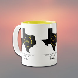 Taza Bicolor Total de eclipse solar 2024 Nombre personalizado, 