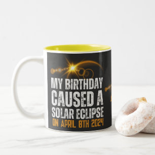 Taza Bicolor total eclipse solar divertido cumpleaños 4-8-2024