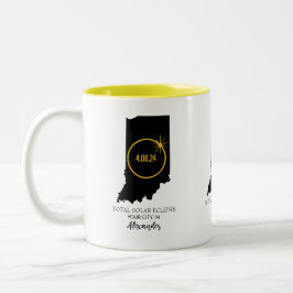 Taza Bicolor Total Solar Eclipse 2024 Custom Name, City Indiana