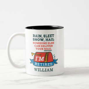 Taza Bicolor Trabajador Postal Jubilado Lluvia Aguanieve Nieve