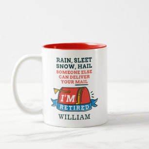 Taza Bicolor Trabajador Postal Jubilado Lluvia Aguanieve Nieve