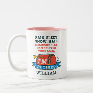 Taza Bicolor Trabajador Postal Jubilado Lluvia Cellisca Nieve P