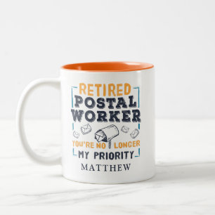Taza Bicolor Trabajador Postal Jubilado Prioridad de Jubilación