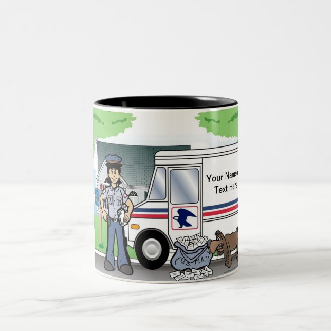 Taza Bicolor Trabajadora postal personalizada - Personalizado f (Centro)