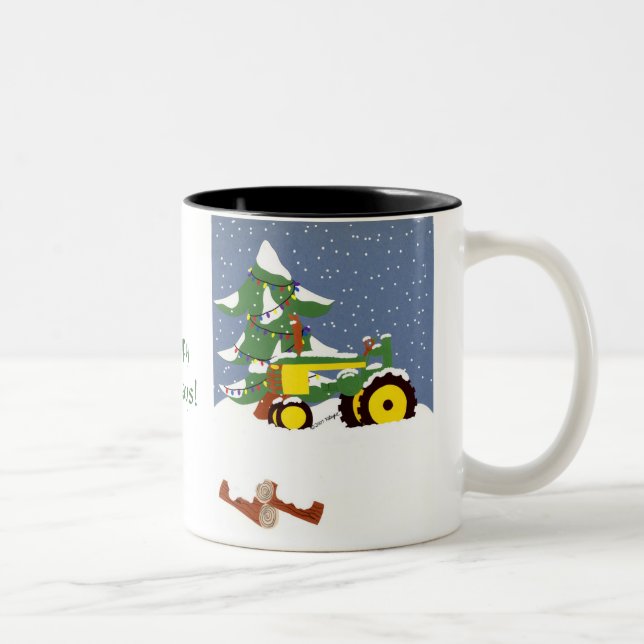 Taza Bicolor Tractor para Navidades (Derecha)