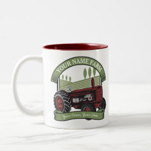 Taza Bicolor Tractor Personalizado Antiguo País Granjero 