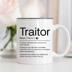 Taza Bicolor Traidor gracioso, profesor deja trabajo de regalo