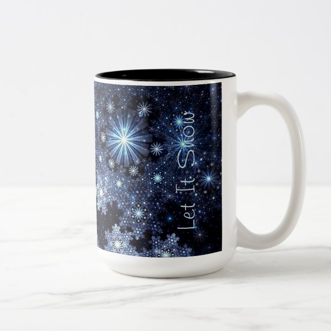 Taza Bicolor Trama de copos de nieve azul Wintery (Derecha)