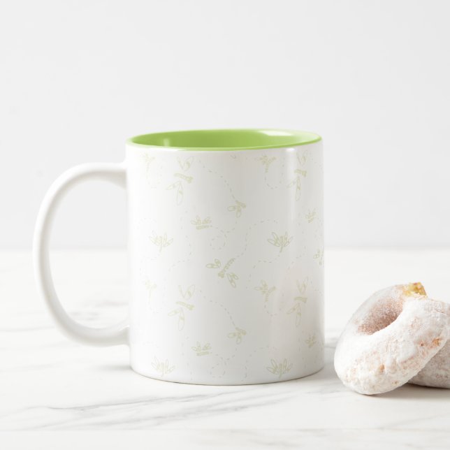 Taza Bicolor Trama de patrón de libélula (Con donut)