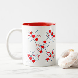 Taza Bicolor Trama de tic-tac-toe de corazón lindo de San Valen