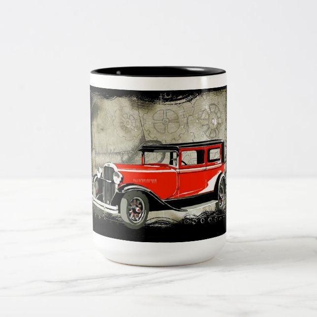 Taza Bicolor Trampa de café de coches de época (Centro)