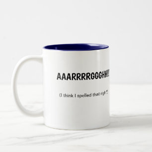 Taza Bicolor Trampa de café derecha con ortografía