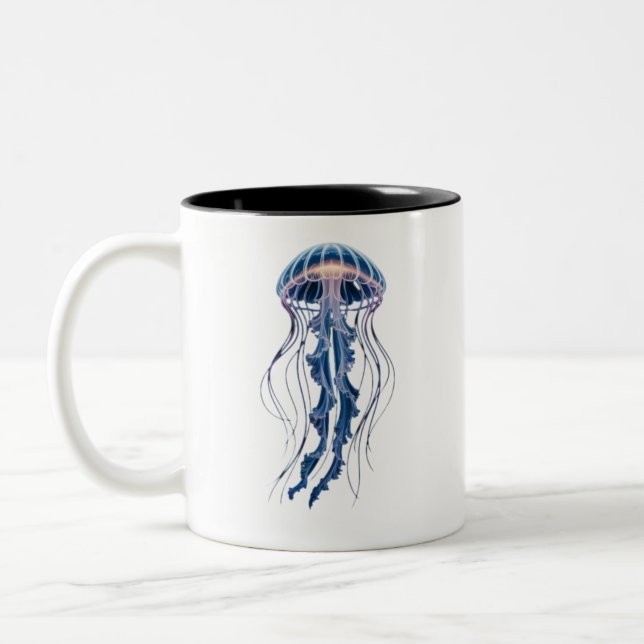 Taza Bicolor Translucent Jellyfish Ocean Design (Izquierda)