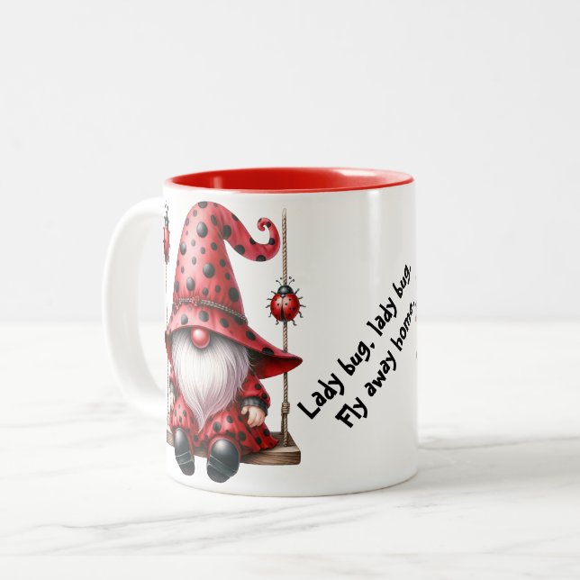 Taza Bicolor Trasladando Ladybug Gnomes Ceramic Mug (Anverso izquierdo)