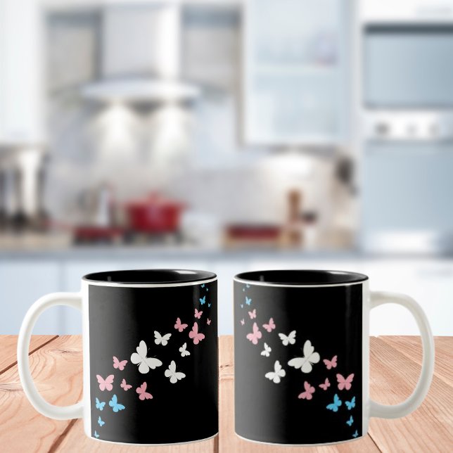 Taza Bicolor Trayecto de mariposa del Orgullo Transgénero (Subido por el creador)
