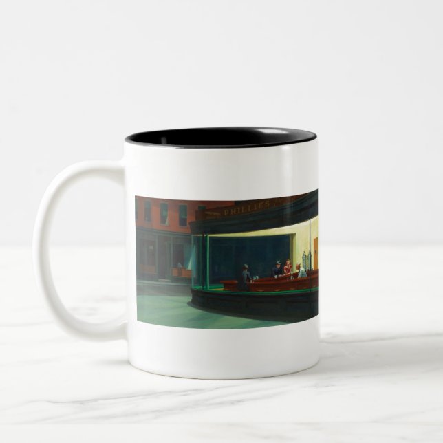 Taza Bicolor Trazos nocturnos - Edward Hopper (Izquierda)