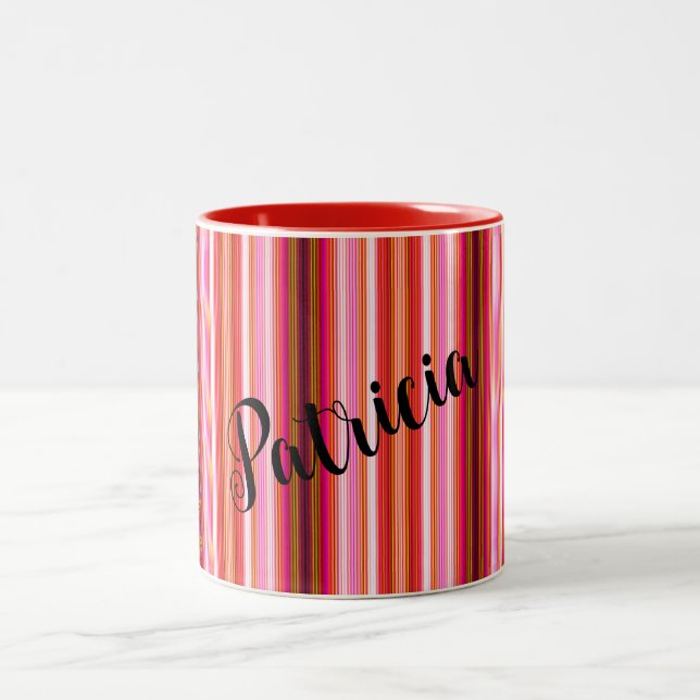 Taza Bicolor Trazos verticales rojos personalizados (Centro)