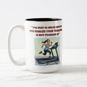 Taza Bicolor Treadmill no está enchufado en Coffee Mug divertid