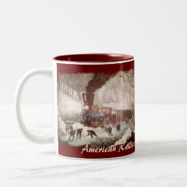 Taza Bicolor Tren de nieve aferrado al café vintage Mugs