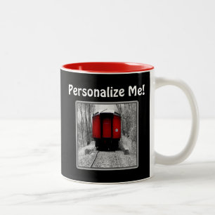 Taza Bicolor Tren de vapor de viejo tiempo rojo y negro