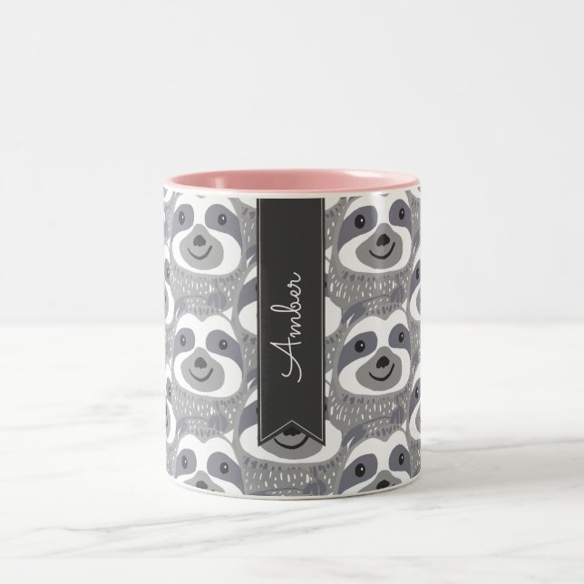 Taza Bicolor Trendy Cute Sloths Doodle (Centro)