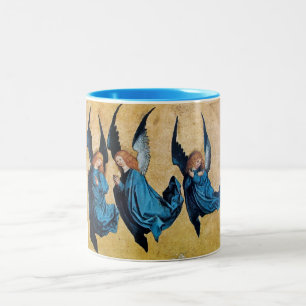TAZA BICOLOR TRES ÁNGELES EN AZUL