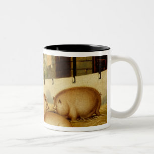 Taza Bicolor Tres cerdos con el castillo en el fondo