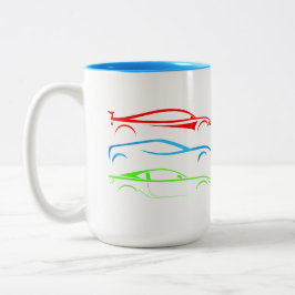 Taza Bicolor Tres coches deportivos