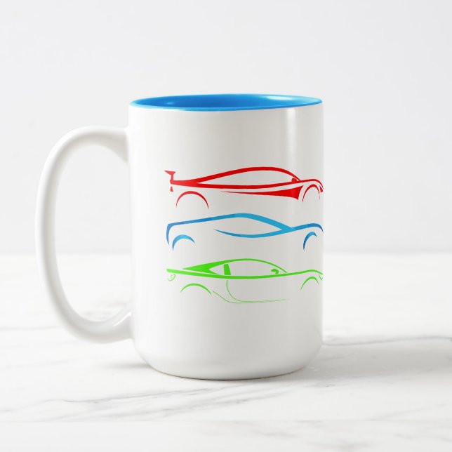 Taza Bicolor Tres coches deportivos (Izquierda)