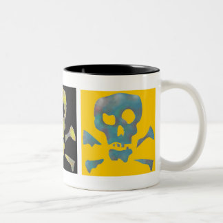 Taza Bicolor Tres cráneos abstractos del arte pop