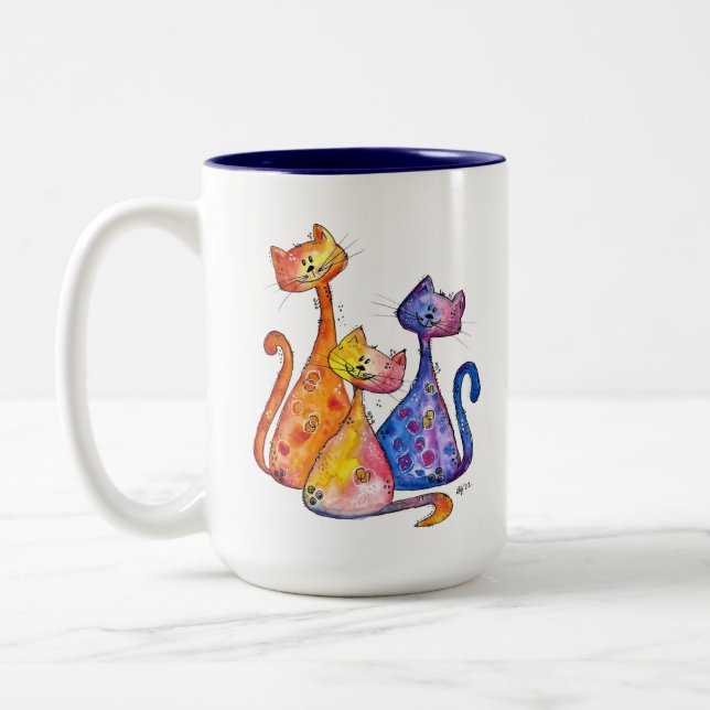 Taza Bicolor Tres gatos caprichosos (Izquierda)
