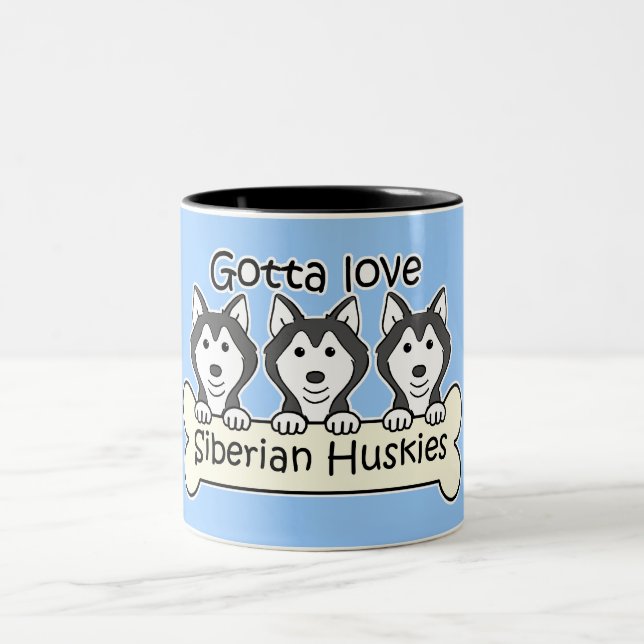 Taza Bicolor Tres huskyes siberianos (Centro)