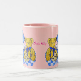 Taza Bicolor tres lindos teddies en tela picnic arte original