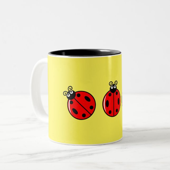 Taza Bicolor Tres Pequeños Ladybugs - Mug De Dos Tonos (Anverso izquierdo)