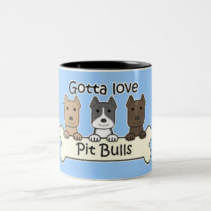 Taza Bicolor Tres Pitbulls