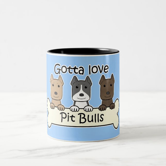 Taza Bicolor Tres Pitbulls (Centro)
