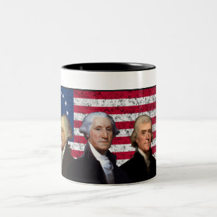 Taza Bicolor Tres presidentes y la bandera americana