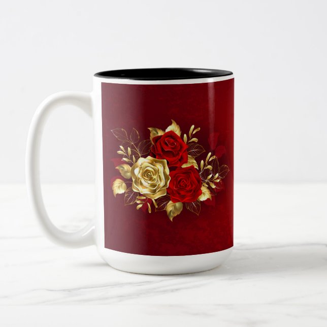 Taza Bicolor Tres Rosas Joyas (Izquierda)