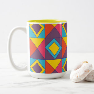 Taza Bicolor Triángulo de Diamante Colorido Geométrico 