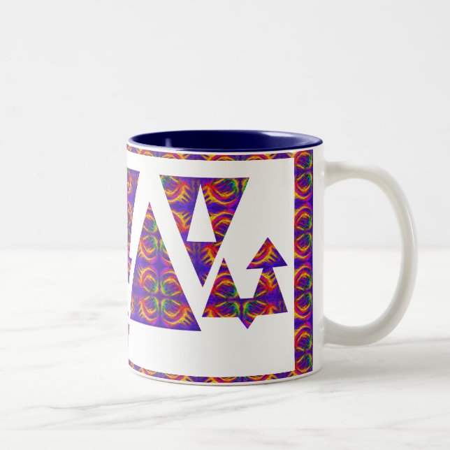 Taza Bicolor Triángulos y Flechas púrpuras (Derecha)