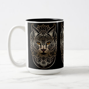 Taza Bicolor Tríbal Design Gold Lynx