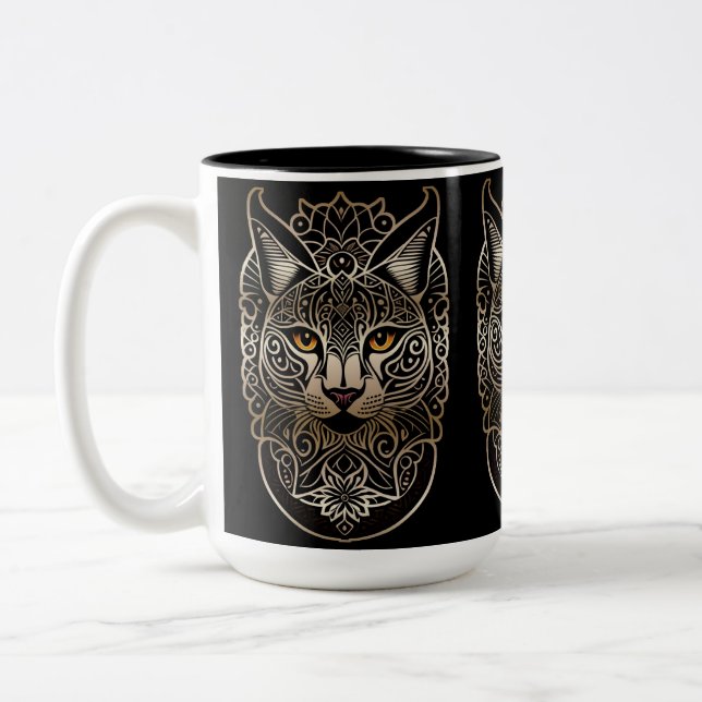 Taza Bicolor Tríbal Design Gold Lynx (Izquierda)