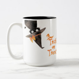 Taza Bicolor Trick o Trete Cute gato negro Halloween