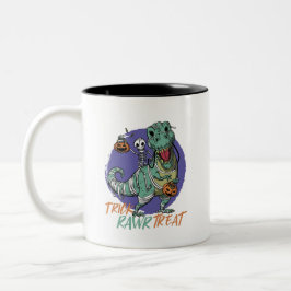 Taza Bicolor Trick Rawr Tret T Rex Dinosaur Mummy Halloween