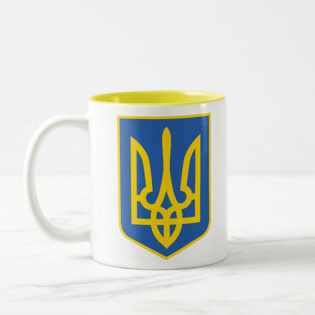 TAZA BICOLOR TRIDENTE DE UCRANIA (Izquierda)