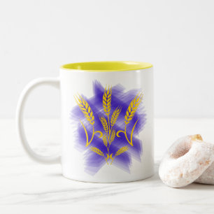 Taza Bicolor Tridente ucraniano hecho de oído de trigo