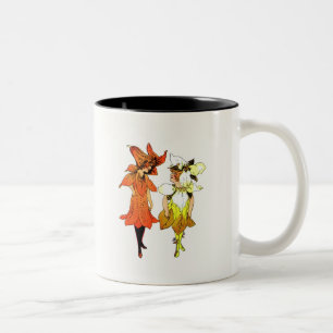 Taza Bicolor Trillium y Tiger-Lily, Whimsical Flower Book Art