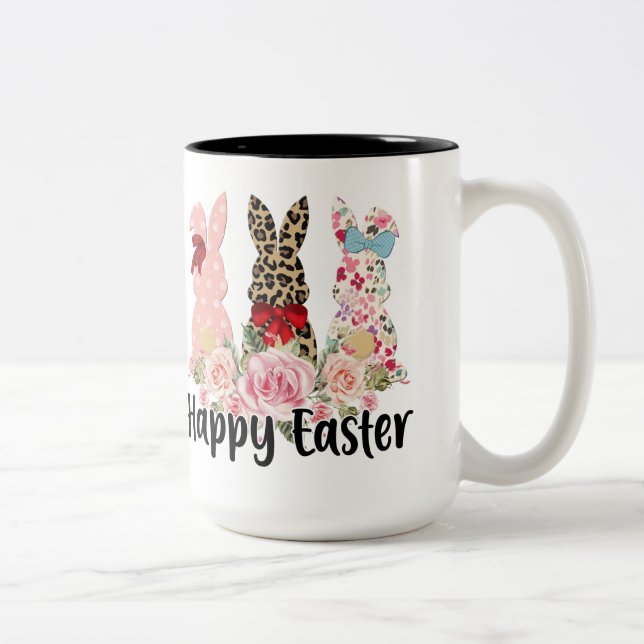 Taza Bicolor Trío caprichoso de conejitos de Pascua (Derecha)