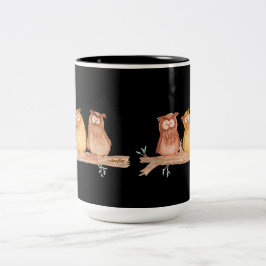 Taza Bicolor Trío de búhos